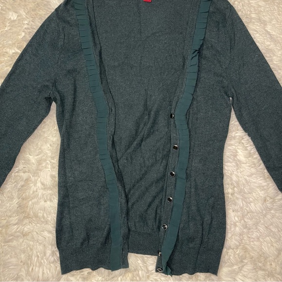 Merona Dark Green Button Up Cardigan w/ Ruffle Trim - Picture 4 of 8